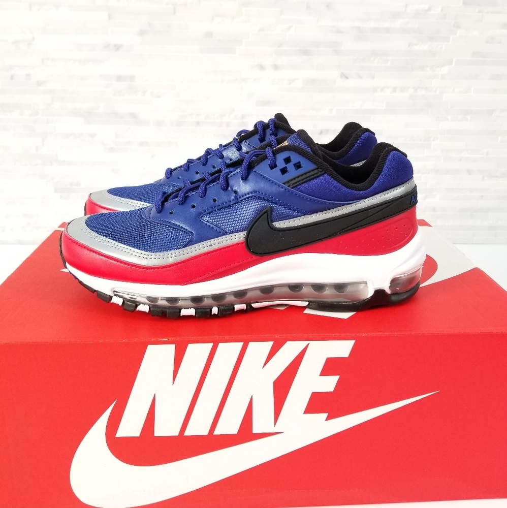 New NIKE Air Max 97/BW Royal Blue Red Sneakers - Picture 7 of 7